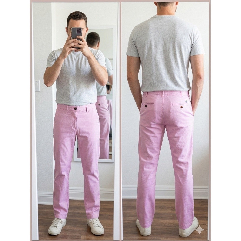 Castaway Nantucket Island Harbor Pants Pink Stretch Twill Chino Men's 33x30